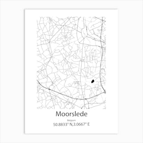 Moorslede,Belgium Minimalist Map Art Print