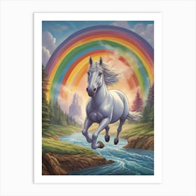 Rainbow Horse Galloping Art Print