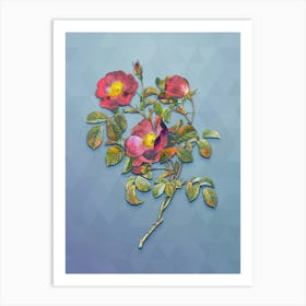 Vintage Rose Of Love Bloom Botanical Art on Summer Song Blue n.1786 Art Print