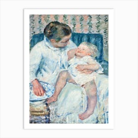 Mother About To Wash Her Sleepy Child (1880), Mary Cassatt Art Print