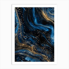 Abstract Blue And Gold Painting 3 Art Print