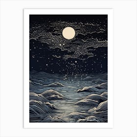 Moonlight Over The Ocean 6 Art Print