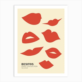 Red lips, Kisses art print, Retro poster, Exhibition Art Print