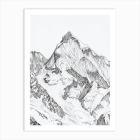 Gasherbrum Pakistan China Line Drawing 3 Art Print