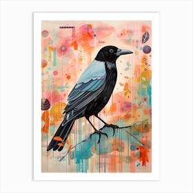 Bird Painting Collage Crow 1 Art Print