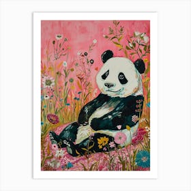 Floral Animal Painting Panda 4 Art Print