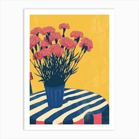 Carnation Flowers On A Table   Contemporary Illustration 1 Art Print