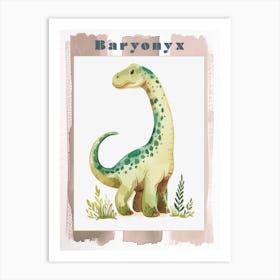 Cute Baryonyx Dinosaur Watercolour Poster Art Print