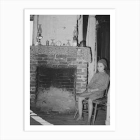 Daughter Of Cajun Day Laborers Sitting In Front Of Fireplace In Home Near New Iberia, Louisiana By Russell Lee Art Print