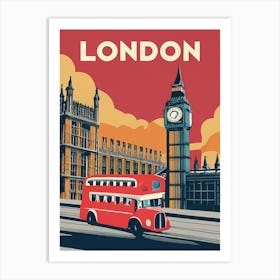 Vintage Poster London Bus Art Print