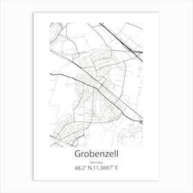 Grobenzell,Germany Minimalist Map Poster