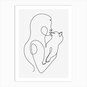 Cat Line Art Art Print