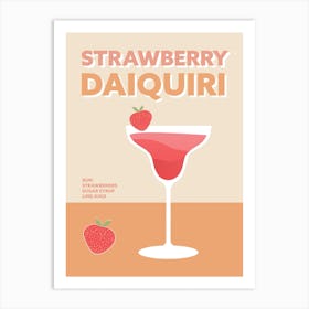 Strawberry Daiquiri Cocktail Colourful Wall Art Print