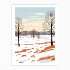 Retro Winter Illustration Richmond England 5 Art Print