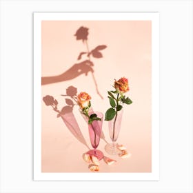 Roses And Hand Shadow Art Print
