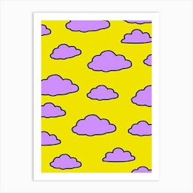 Clouds On Yellow Background Art Print