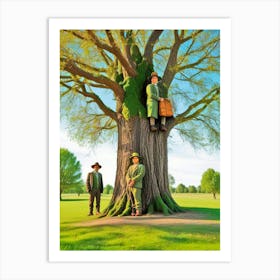 Three Men On A Tree Art Print