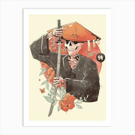 Samurai Skull - Floral Sword Death Gift Art Print