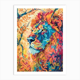 Transvaal Lion Lion In Different Seasons Fauvist Painting 6 Art Print