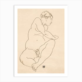 Female Nude Bending To The Left (1918), Egon Schiele Art Print