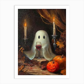 Ghost With A Glass Of Wine 1 Art Print