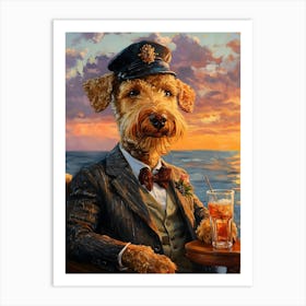 Classy Airedale At The Bar 21 Art Print