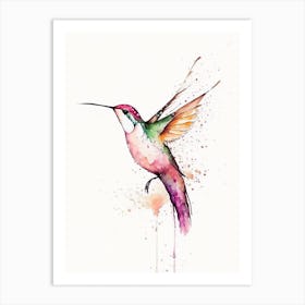 Calliope Hummingbird Minimalist Watercolour 3 Art Print