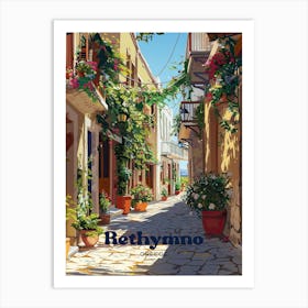 Rethymno Greece Summer Travel Art Illustration Art Print