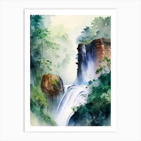 Anisakan Falls, Myanmar Water Colour  (2) Art Print