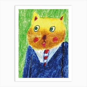 Mr. Cat drawn by Little Artist O.D.R Art Print