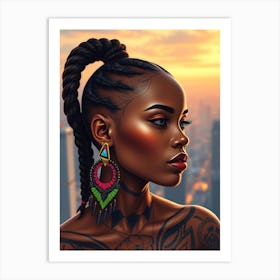 Tattooed Black Woman Art Print