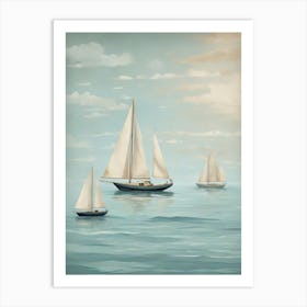 Sailboats In The Sea Art Print