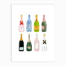 Champagne Bottles Art Print