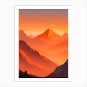 Misty Mountains Vertical Composition In Orange Tone 72 Art Print