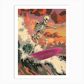 Skeleton Surfboard Art Print