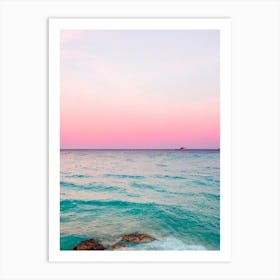 Cala Salada, Ibiza, Spain Pink Photography 1 Art Print