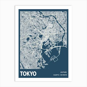 Tokyo Blueprint City Map 1 Art Print