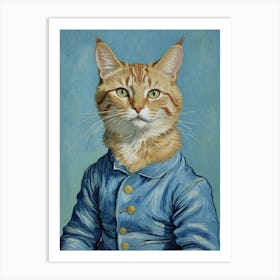 Cat In Blue Suit Art Print