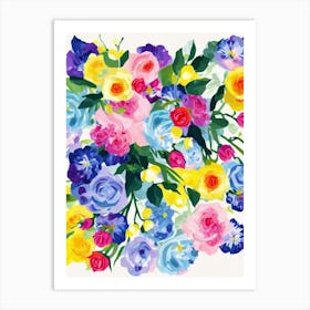 Rose Modern Colourful Flower Art Print