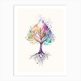 Tree Of Knowledge Symbol Minimal Watercolour Art Print