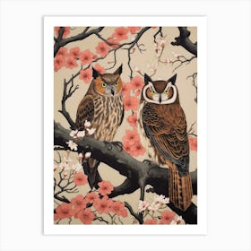 Art Nouveau Birds Poster Great Horned Owl 2 Art Print