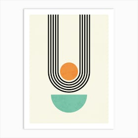 Abstract Geometric Minimalist Design with Sun and Half-Circle Art Print