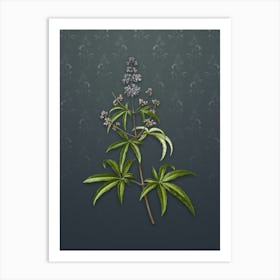 Vintage Chaste Tree Botanical on Slate Gray Pattern n.1833 Art Print