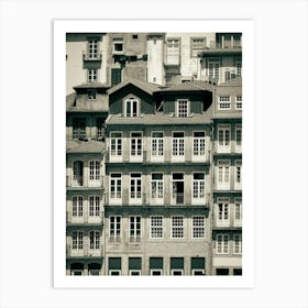 Buildings of Porto, Portugal | Black and White Photography Art Print