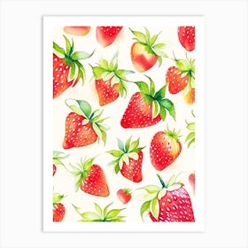 Strawberry Repeat Pattern, Fruit, Storybook Watercolours 1 Art Print