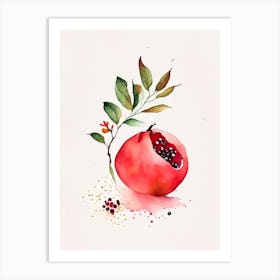 Pomegranate Herb Minimalist Watercolour 1 Art Print