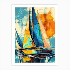 Sailboats At Sunset sport Art Print
