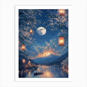 Moonlit Lanterns Art Print