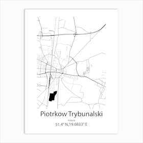 Piotrkow Trybunalski,Poland Minimalist Map Art Print