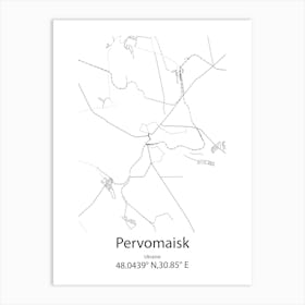 Pervomaisk,Ukraine Minimalist Map Art Print